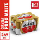 Pack Cerveja Lager Puro Malte Lata 269ml 12 Unidades Amstel